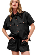 SO ME Button Down Denim Game Day Top and Shorts Set