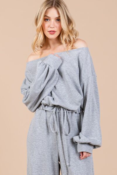 Ces Femme Overall Gray Jumpsuit Boat Neck Long Sleeve Drawstring Wasit aabb4788-e254-4281-a664-7a37d1b9d4c0-Min Trendsi