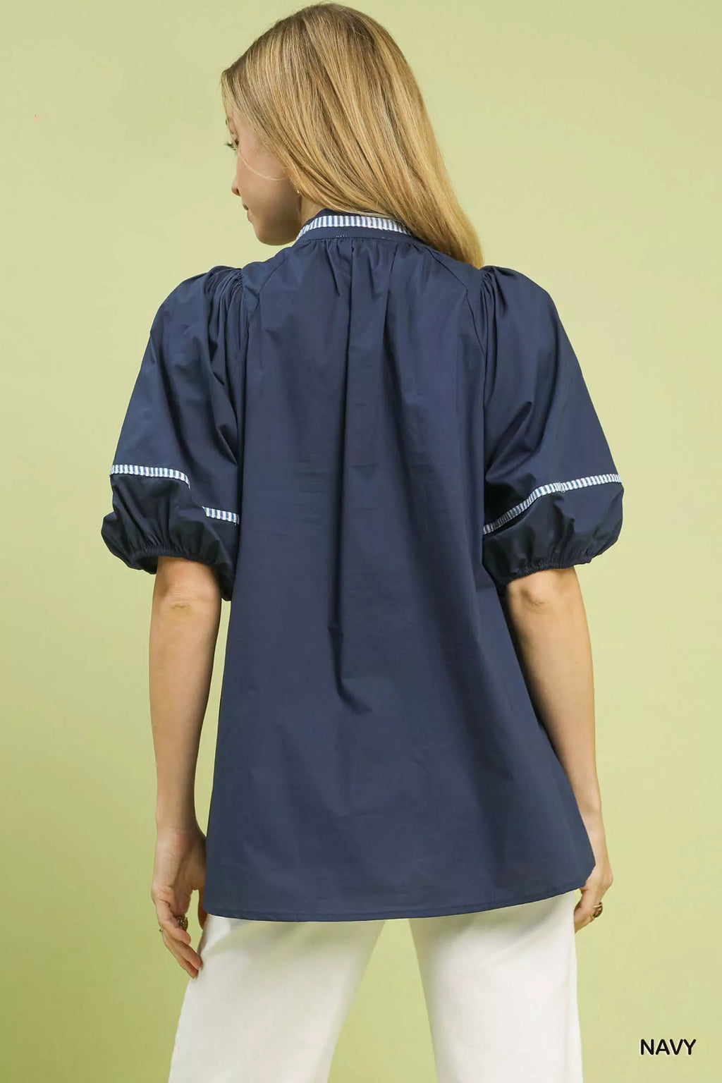 Umgee Womens Blouse Navy Floral Embroidered Puff Short Sleeve Top aadfdb8b-4875-4e5a-944d-e89aa21e7f52-Max-Origin Trendsi