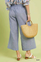 Umgee Linen Blend Wide Leg Pants Blue Striped Drawstring Waist Trousers aae064be-6056-4dcd-a4f0-2af63e6c7ba7-Max-Origin Trendsi