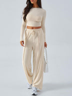 Devine Outfit Set Round Neck Long Sleeve Top and Pants Set aae26996-3283-4dac-aa43-3fbc267056cb-Max Trendsi