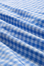 Women's Plaid Shirt Light Blue Button Up Long Sleeve Pocketed Tops aaf41a63-aa0d-4414-b9d8-5c8e6eb3c5ea-Max Trendsi