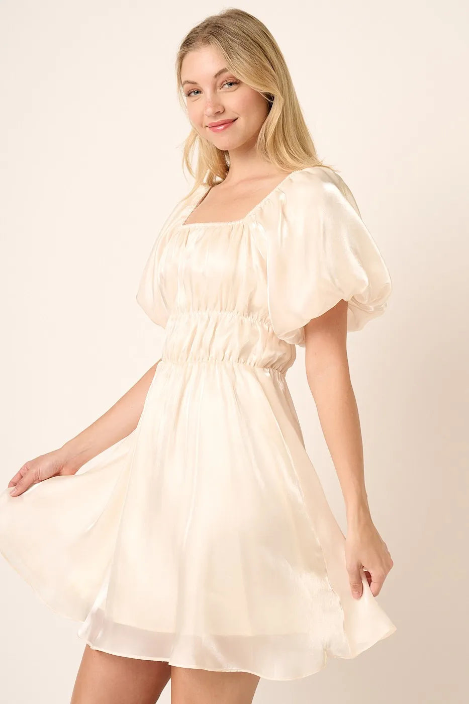 Mittoshop Mini Dress Metallic Cream Organza Fabric Balloon Sleeve Party ab3eeb7dbe6b47ba8e69a98475d0546b-Max-Origin Trendsi