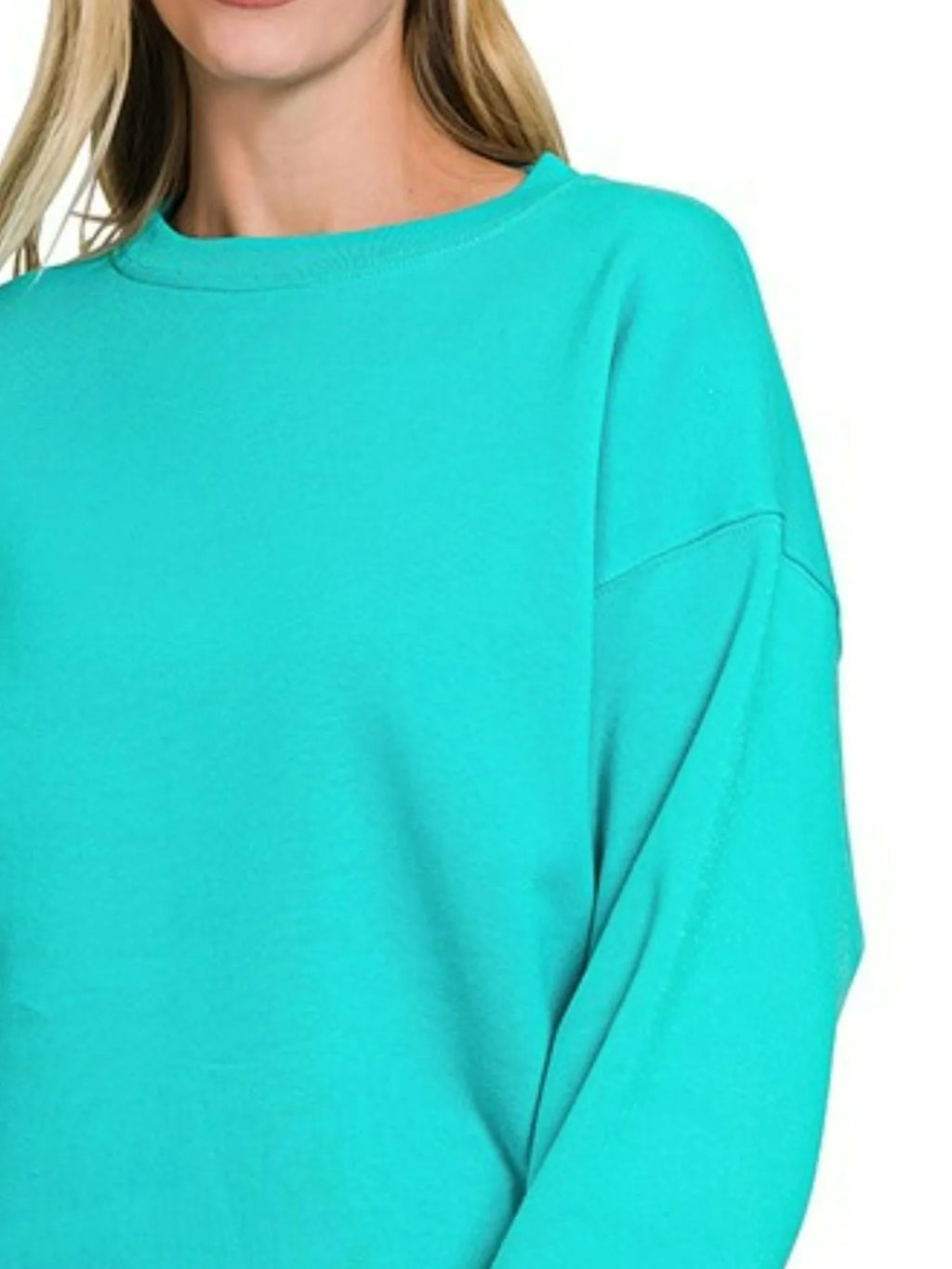 Zenana Sweatshirt Turquoise Fleece Crewneck Long Sleeve Oversized ab76f470-5369-4173-bd19-e596e14b2cfe-Max-Origin Trendsi