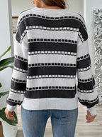 Striped Sweater Round Neck Long Sleeve Knitwear abb054c6-67fe-409f-b8f7-9ab1bd9f89e2-Max Trendsi