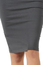 Zenana Premium Pencil Skirt Ash Gray Cotton Basic Knee Length abc87f1f-1d15-4b52-b96a-312e5a0968e8-Max-Origin Trendsi