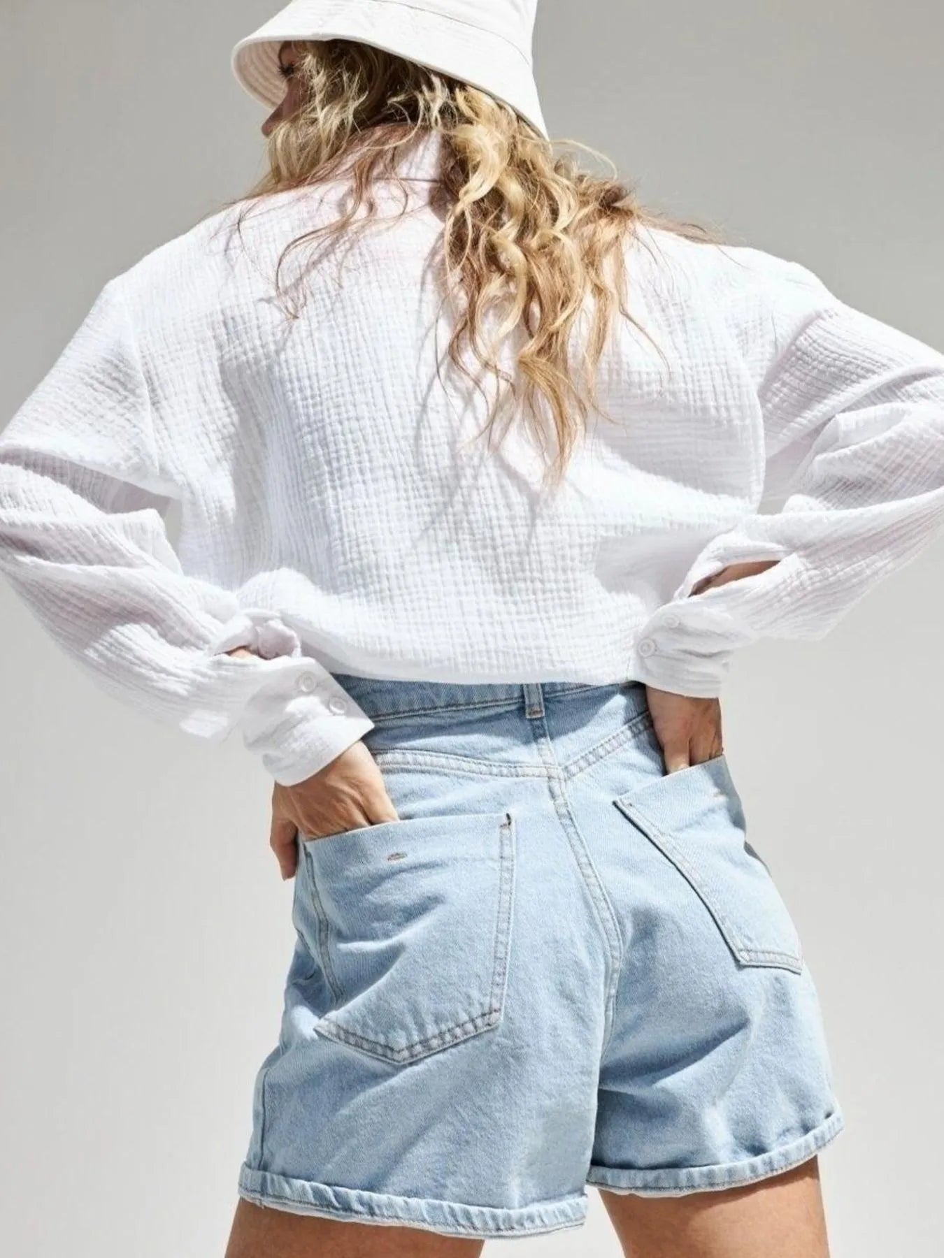 Women's Shirt Texture Oversized Button Up Long Sleeve Top abd61998-6b39-40d2-8d38-05181794e4c7-Max-Origin Trendsi