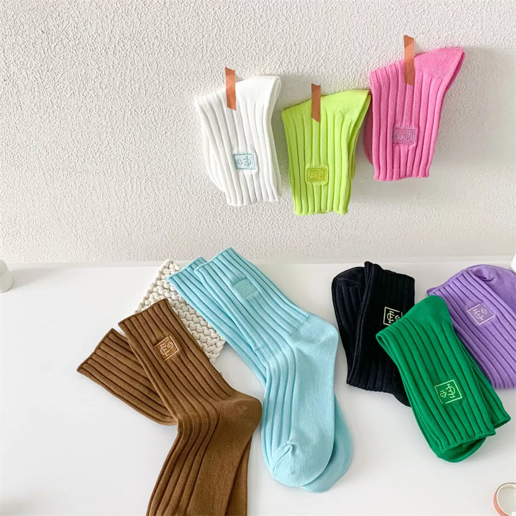 Women's Crew Socks Breathable Ribbed Knit Neon Green One Size abf9a04b-8ddb-463e-93c4-6eb1fb1e5e38-Max-Origin Trendsi