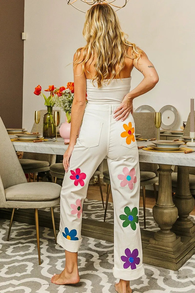 BiBi Pants Flower Print Off White Straight Legs Pocketed ac0d5a07d06c4930b0a06c93a7d61f34-Max-Origin Trendsi