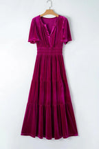 Maxi Dress Tiered Notched Short Sleeve Dress with Pockets ac109f01-3bba-4c12-89e1-e47cc94bb9d6-Max Trendsi