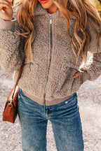 Plush Jacket Zip Up Long Sleeve Coat Outwear ac122d10-9628-47a6-b099-95f6d581f274-Max Trendsi