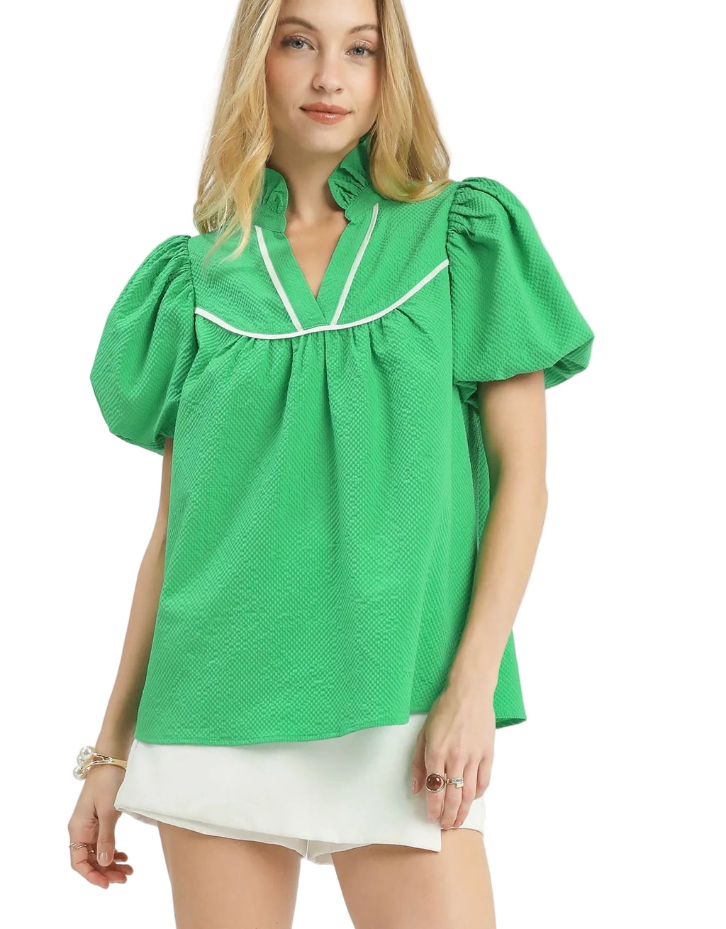 Umgee Textured Puff Sleeve Blouse