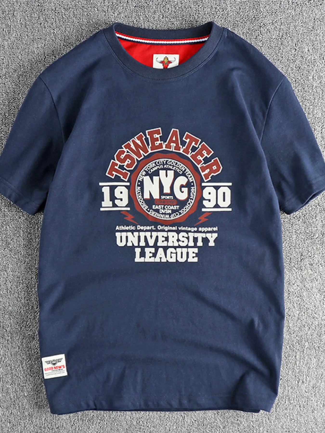 Men's Cotton T-Shirt Graphic Print Short Sleeve Top Royal Blue ac339f054763488e941b321017080339-Max-Origin Trendsi