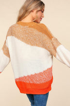 Haptics Sweater Orange Color Block Long Sleeve USA Stock Pullover ac33bdd4-c1bd-49a5-bcf5-b96d80e9e1dc-Max Trendsi