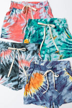 BiBi Shorts Tie Dye Floral Print Casual Teal Green Pocketed ac35aa3c-340d-49b3-b61b-98f89bafb64b-Max-Origin Trendsi