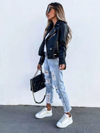 Women's Pu Leather Motorcycle Biker Jacket Zip Up Pocketed Outwear ac57fd84e4c14cb590a66a872b933a7c-Max-Origin Trendsi
