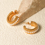 C-Hoop Earrings Stainless Steel Pearl Beaded 18K gold-plated Jewelry ac663fbf-bd60-4f9d-a7aa-1b95b9e2e34c-Max Trendsi