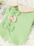 Elegant Bow Decor Pet Top - Polyester Material, Available in Sizes S, M, L