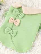 Elegant Bow Decor Pet Top - Polyester Material, Available in Sizes S, M, L