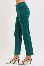 RISEN Womens Jeans High Rise Ankle Flare Green Patch Pocket Denim Pants ac6cf492-0190-4b4a-872d-b66bca4664c1-Max-Origin Trendsi