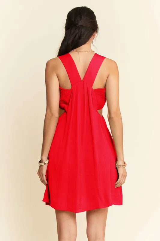 Davi & Dani Mini Dress Orange Washed Satin Cutout Skirt Wide Straps acb6dd912680418b9e8e68086b1f50cd-Max-Origin Trendsi