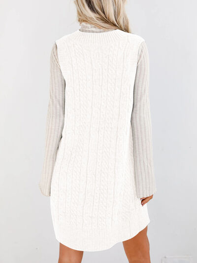 Lovelet Sweater Dress Mini V Neck Sleevless Cable Knit Overall acfe5589-3252-46b9-b6ac-f8485f4e21b2-Min Trendsi