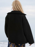 Turtleneck Plush Jacket Women Zip Up Long Sleeve Outer Double Pockets Coat ad00d9ad-e022-44be-bc12-669faa5be020-Max Trendsi