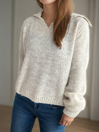 Collared Neck Long Sleeve Sweater ad2a06db-034a-41ef-a965-202767f79f87-Max Trendsi