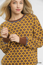 Umgee Womens Sweater Abstract Print Honey Mix Crew Neck Knit Pullover ad886ae9-2a2c-41fa-bbf5-1ef97cf710be-Max-Origin Trendsi