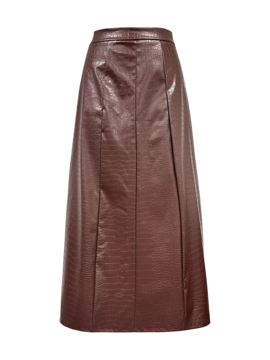 Midi Skirt Faux Leather Croco Pattern High Waist Back Zipper Skirts ad955dd6-866a-4b14-a1a7-86f0890625c2-Max Trendsi