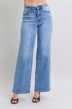 Judy Blue Women Jeans Medium Wash Full Size Wide Leg Denim with Pockets Medium adc478c3-84e8-43ea-bd3d-77729b341084-Max Trendsi