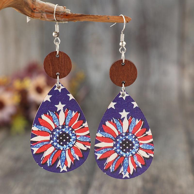 Earrings USA Pattern Printed PU Leather Dangle Earrings Violet One Size adc67f02-a38f-430d-98e1-d1cd988fe4bb-Max Trendsi
