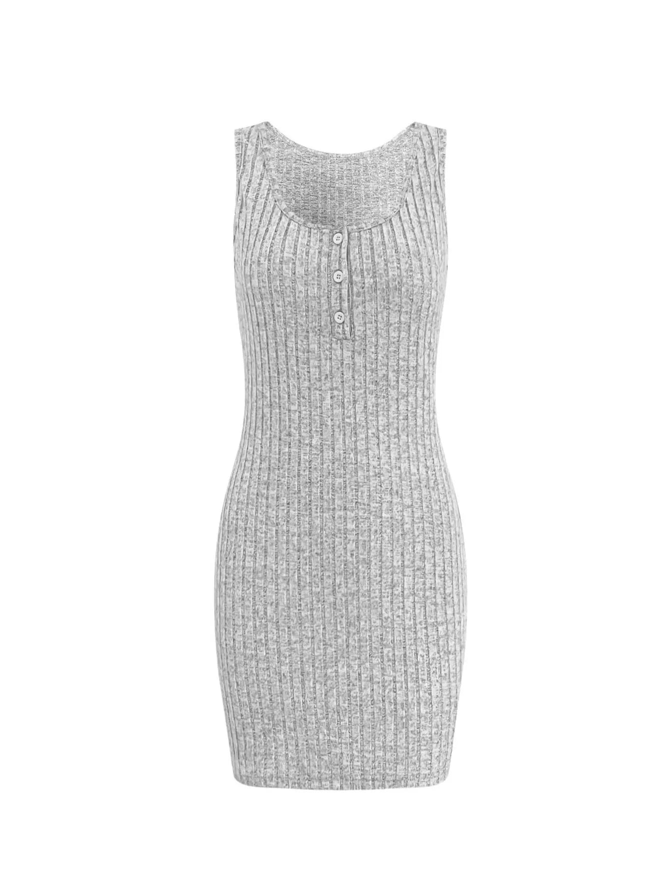 Women's Sweater Set Ribbed Knit Tank Dress Button Front and Cardigan ade2abd0502f4d14a825a36eaff5aa86-Max-Origin Trendsi