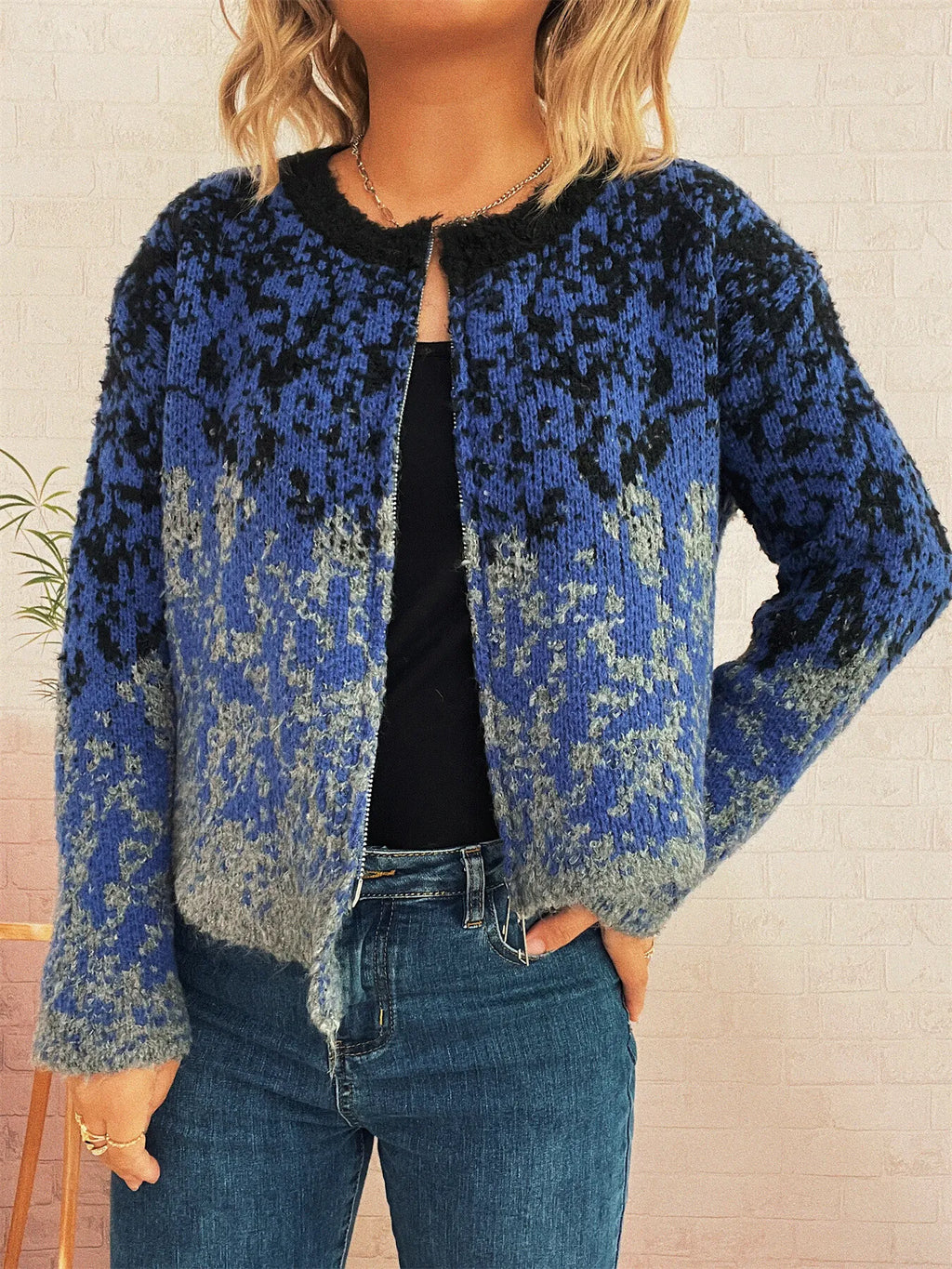 Women's Cardigan Zip Up Knit Asymmetrical Hem Long Sleeve ade44080ed7843329d39822008b7bcdc-Max-Origin Trendsi