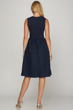 She + Sky Midi Dress Sleeveless Poplin Woven with Pockets S-2XL ae1dbd13-e67f-41d4-b6bb-a7d4308ae9f4-Max Trendsi