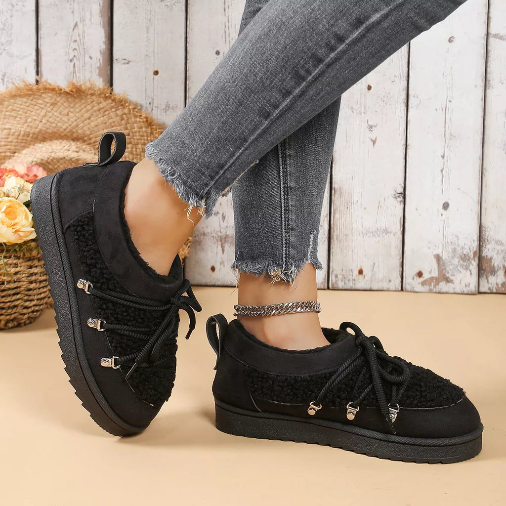 Women's Ankle Boots Lace Up Round Toe Platform Fluff Shoes ae2e70846fcc4dac9118fb39a3f1a077-Max-Origin Trendsi