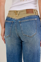Judy Blue Straight Jeans MR Column with Corduroy Waist Medium Wash ae3919f1-623f-47e7-b7d9-e21f1e685d68-Max-Origin Trendsi