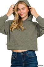 Zenana Crop Hoodie Dark Olive Drop Shoulder Ribbed Top ae40b5de24e248b2a1563a68ba984264-Max-Origin Trendsi