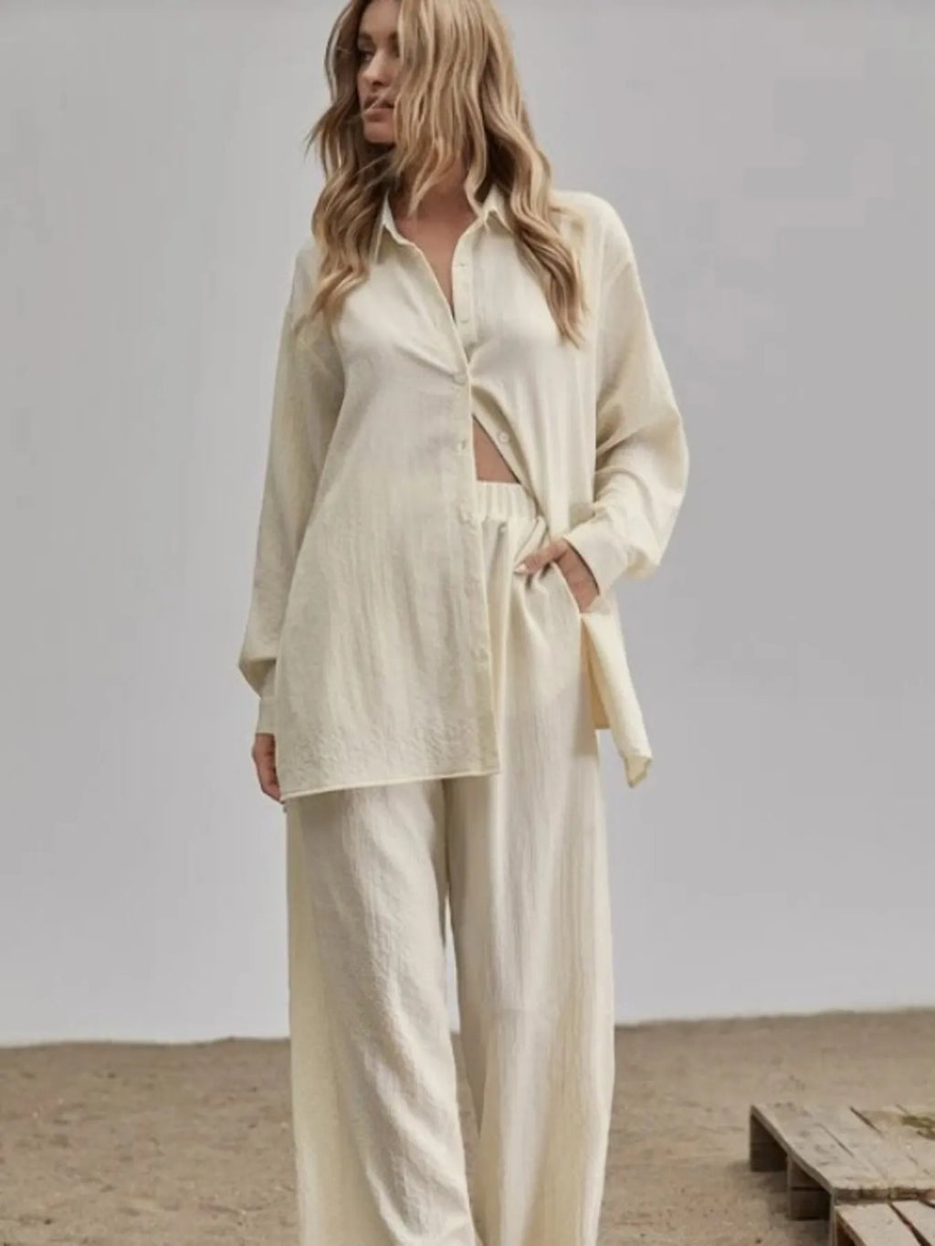 Women's Outfit Set Long Sleeve Shirt and Pants Set Pocketed Lightweight Two-piec ae4796831ae041e889a3cd76e8006bee-Max-Origin Trendsi