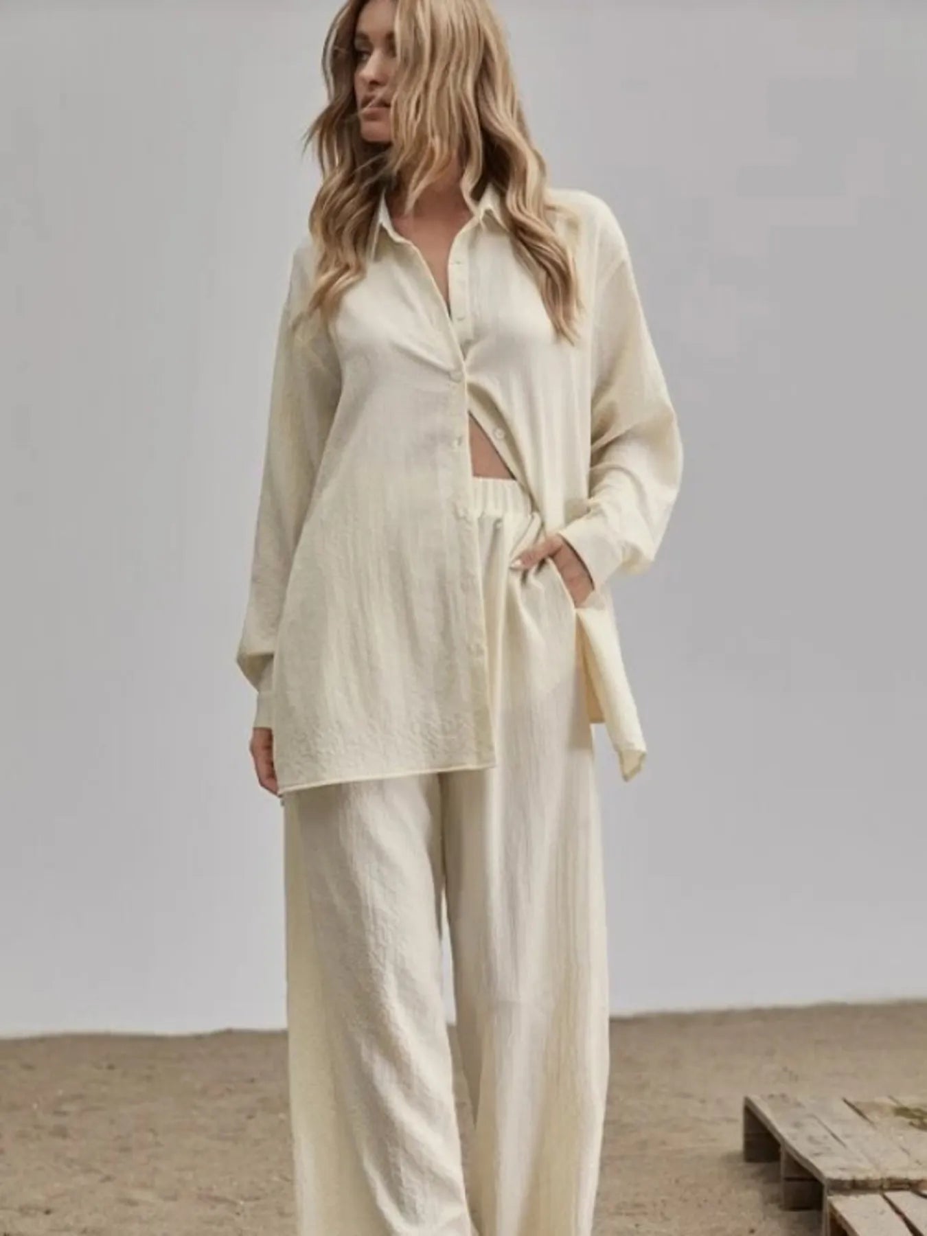 Women's Outfit Set Long Sleeve Shirt and Pants Set Pocketed Lightweight Two-piec ae4796831ae041e889a3cd76e8006bee-Max-Origin Trendsi