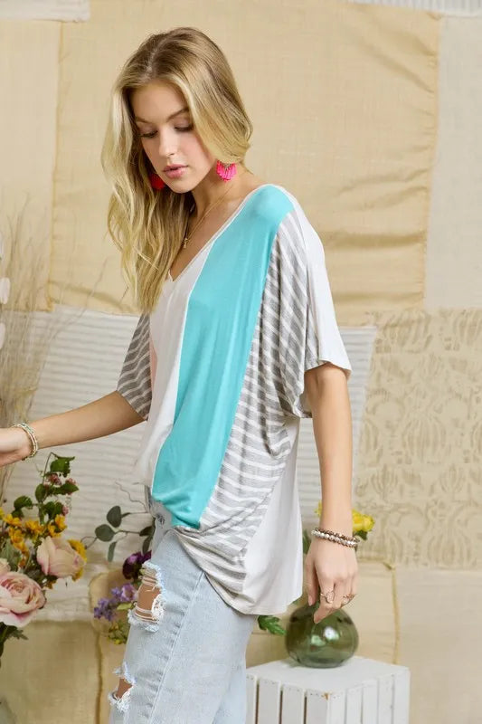 ADORA Blouse Colorblock Stripe Casual Knit Tunic Top Oversized ae4f0e2e95ee42408762f3685d5d33a9-Max-Origin Trendsi