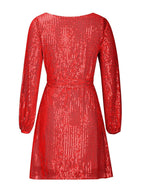 Sequin Mini Dress Tie Waist Long Sleeve Short Women Party Lined Dresses ae62ecd4-c623-4792-8bce-914f76251214-Max Trendsi