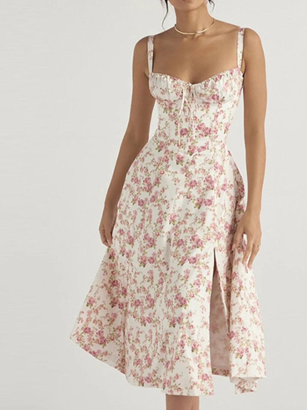 Midi Cami Dress Side Slit Sweetheart Tied Neck Floral with Straps S-3XL ae656c213c3448c8a76b4d430d716d6e-Max-Origin Trendsi