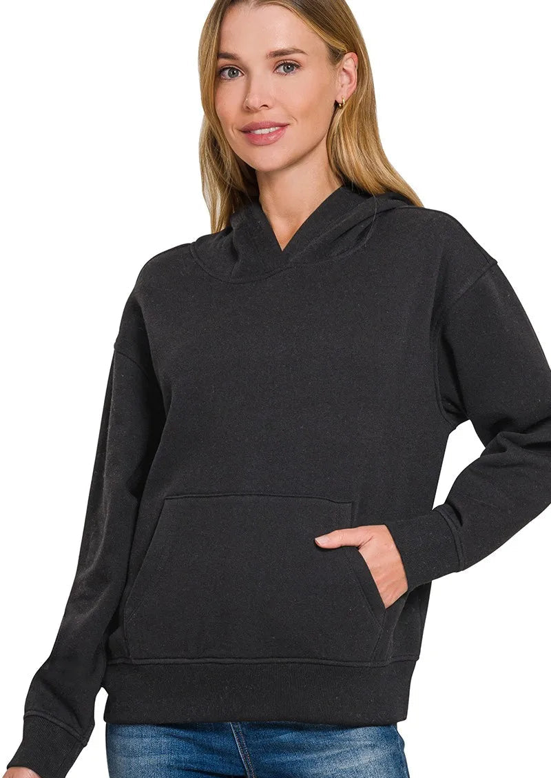 Zenana Fleece Kangaroo Pocket Hoodie