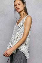 POL Crochet Tank Top Off White Fringe Hem Lace Sleeveless Blouse aeb3a78c-e70c-425e-bcfe-c3d7a651f6b1-Max-Origin Trendsi