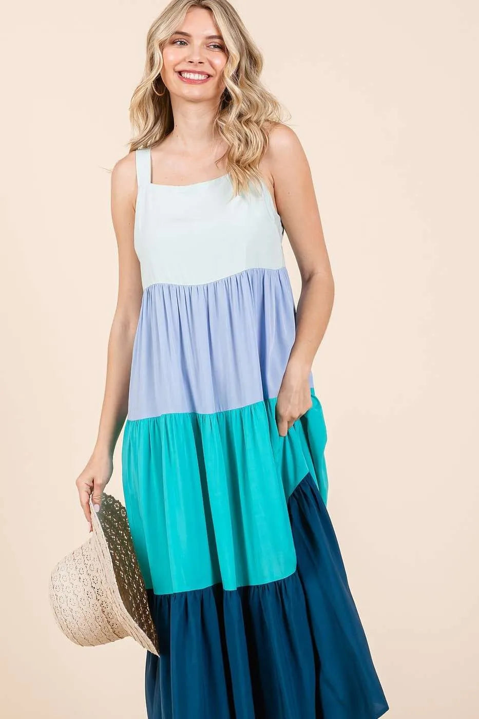 Mittoshop Maxi Dress Blue Color Block Tiered Pull-On Layered Ruffle aec8f22b29f540b5800f4f586cdd1bf9-Max-Origin Trendsi