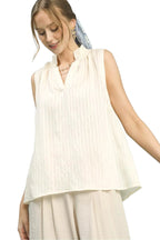 Umgee Sleeveless Textured Notch Neck Top