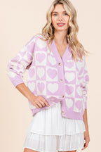 Mittoshop Checkered Heart Button Down Cardigan Long Sleeve aed22417-6a2d-4d49-948d-974acda7f567-Max Trendsi