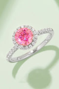 Murray Halo Ring 1 Carat Moissanite Stone 925 Sterling Silver Platinum-plated Hot Pink aeee3a74cfba4e3fb417de16d0ffe928-Max Trendsi