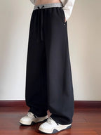 Men's Plus Size Wide Leg Pants with Drawstring Waist